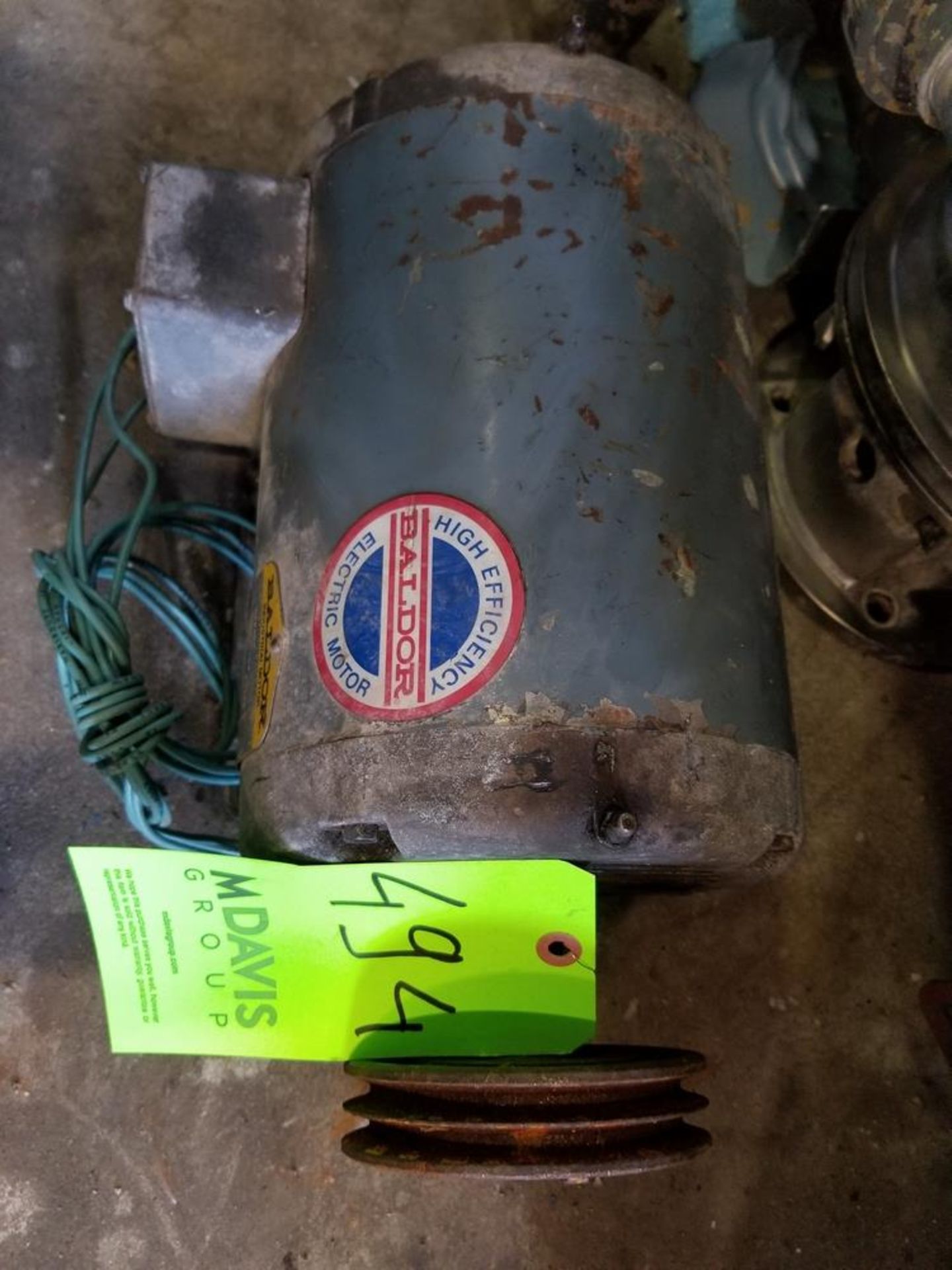 Electric motor with pulley; Baldor; 5HP; 230/460V; 3450RPM (Located in Dixon, Illinois)(Rigging
