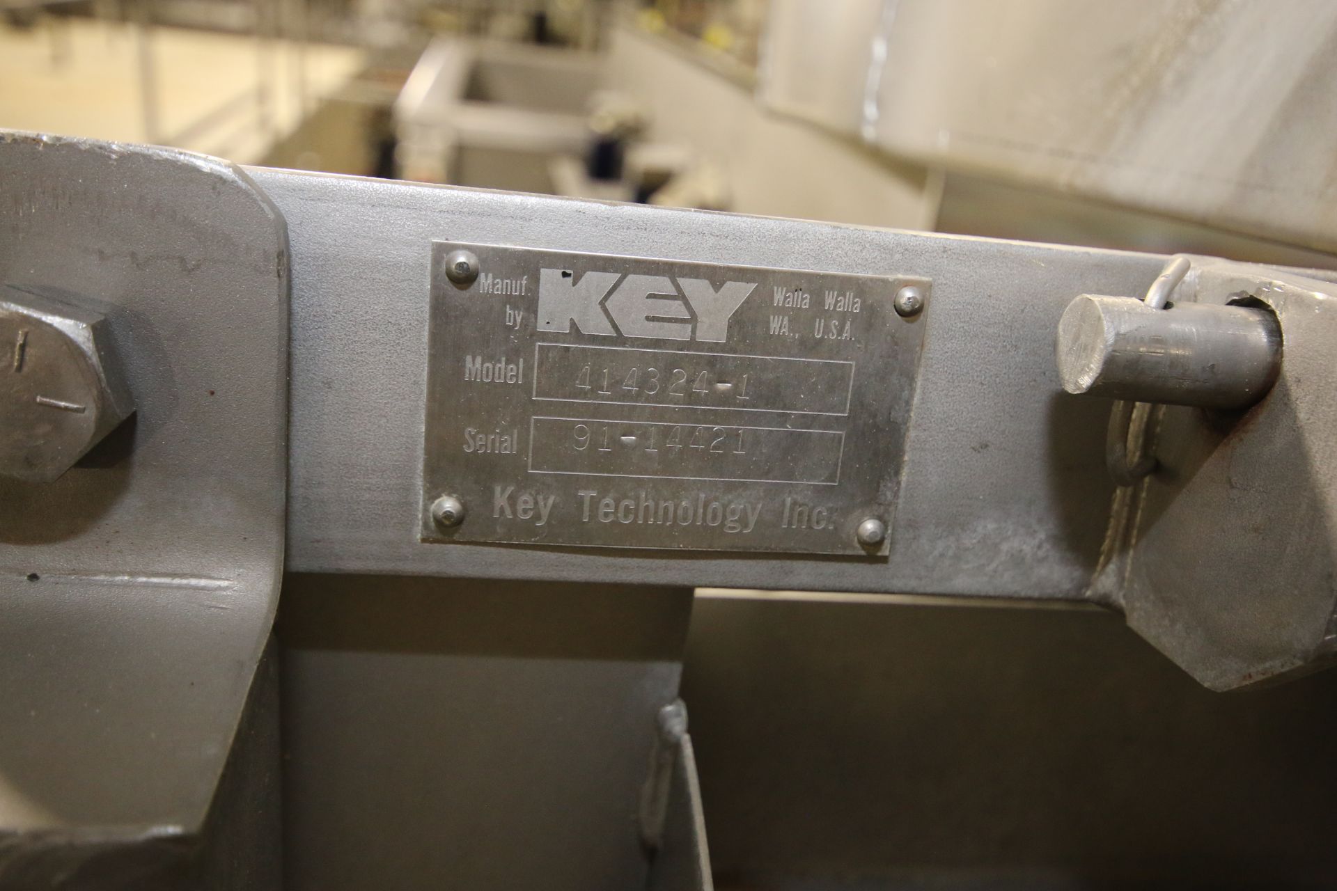 Key 116" L x 48" W S/S Flume, Model 414324-1, SN 91-14422, with (2) Dividers, Drain Pan, Mounted - Image 7 of 7