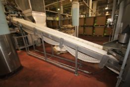 Key Aprox. 20 ft L Inclined S/S Conveyor System with 12" W Intralux Type Belt with Flights 6" L x 2"