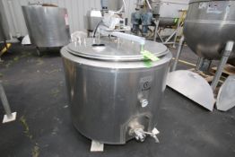Damnrow 150 Gallon S/S Jacketed Tank, with Top Mounted Agitation, Internal Dims.: Aprox. 43" Dia.