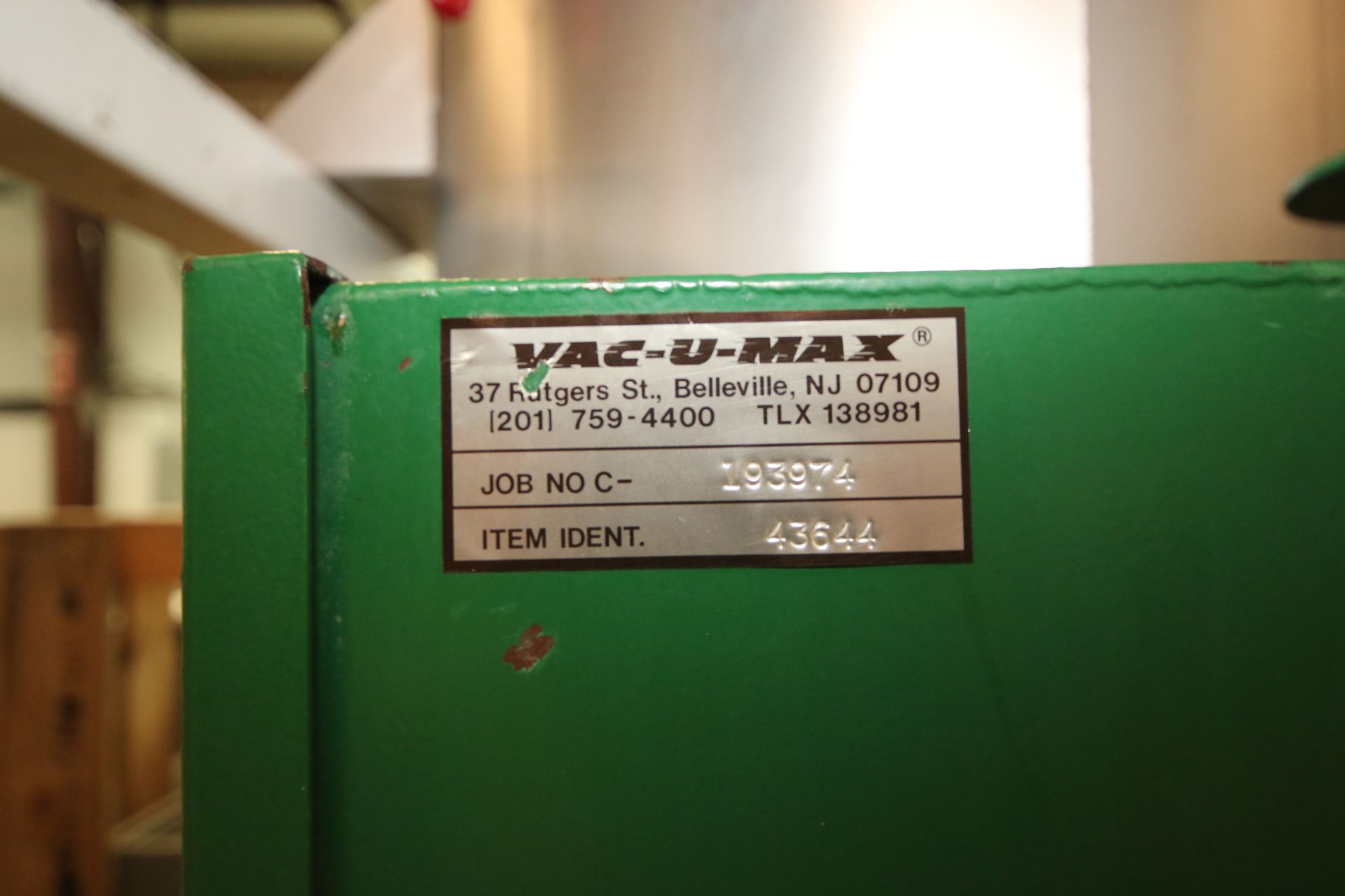 Vac-U-Max S/S Industrial Vacuum, Job. No. C.: 193974, Item Ident.: 43644, with 5 hp Motor (Rigging & - Image 5 of 6