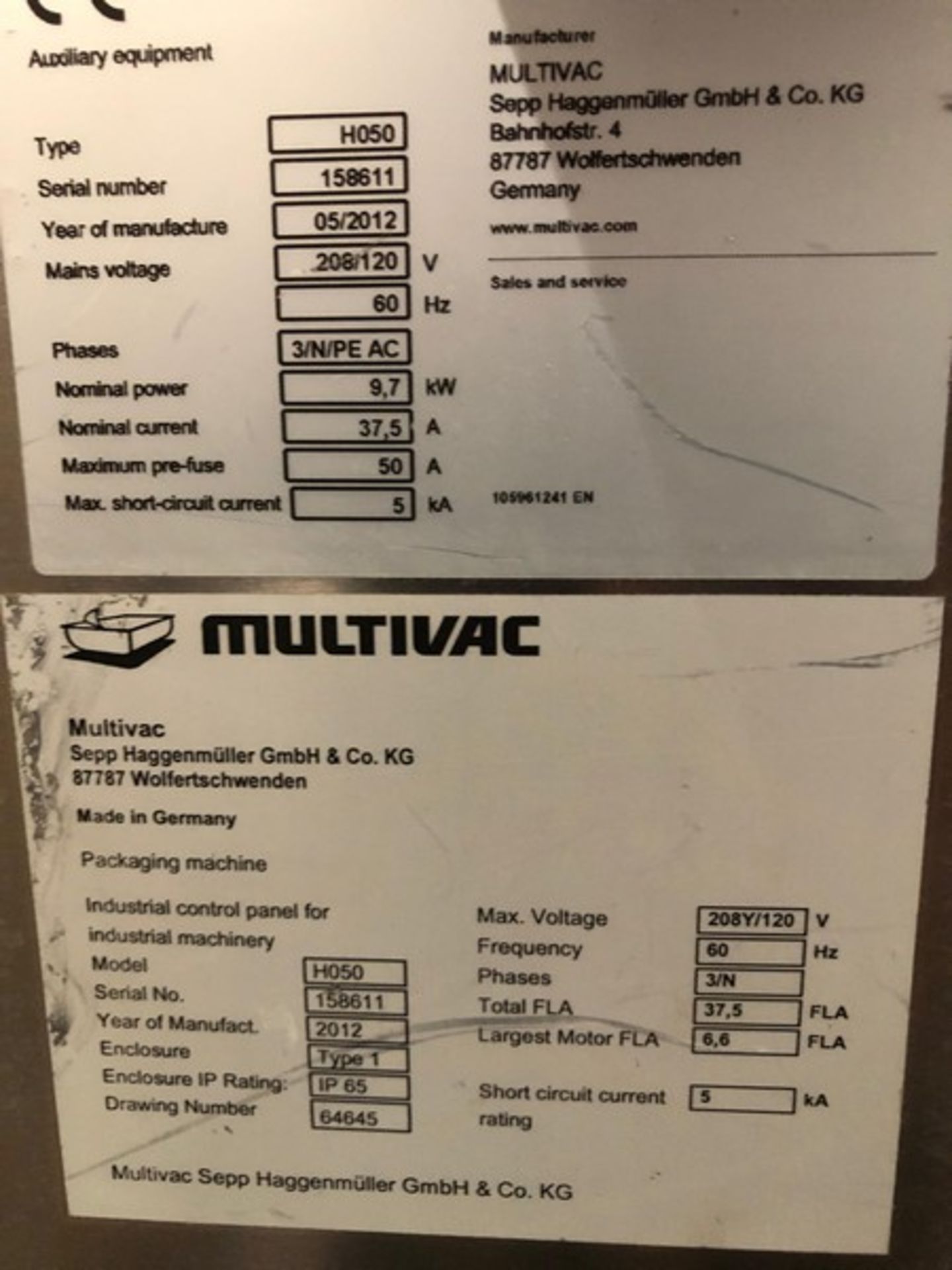 2012 Multivac H050 Handling Module, SN 158611, 208/120V, 60Hz, 3 Phase. This space saving machine - Image 2 of 4