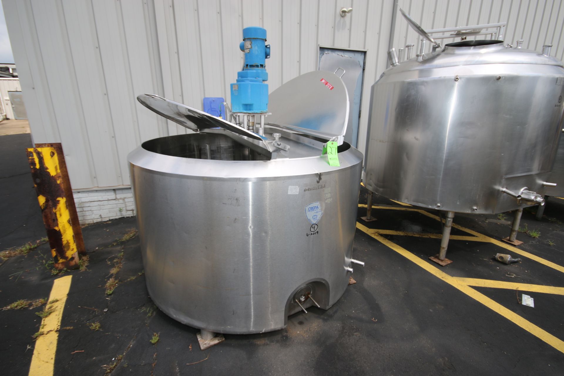 Crepaco 550 Gallon S/S Jacketed Tank, S/N C8652, Heat Exchange Jacket 50 PSIG, with CIP Spray - Image 2 of 6