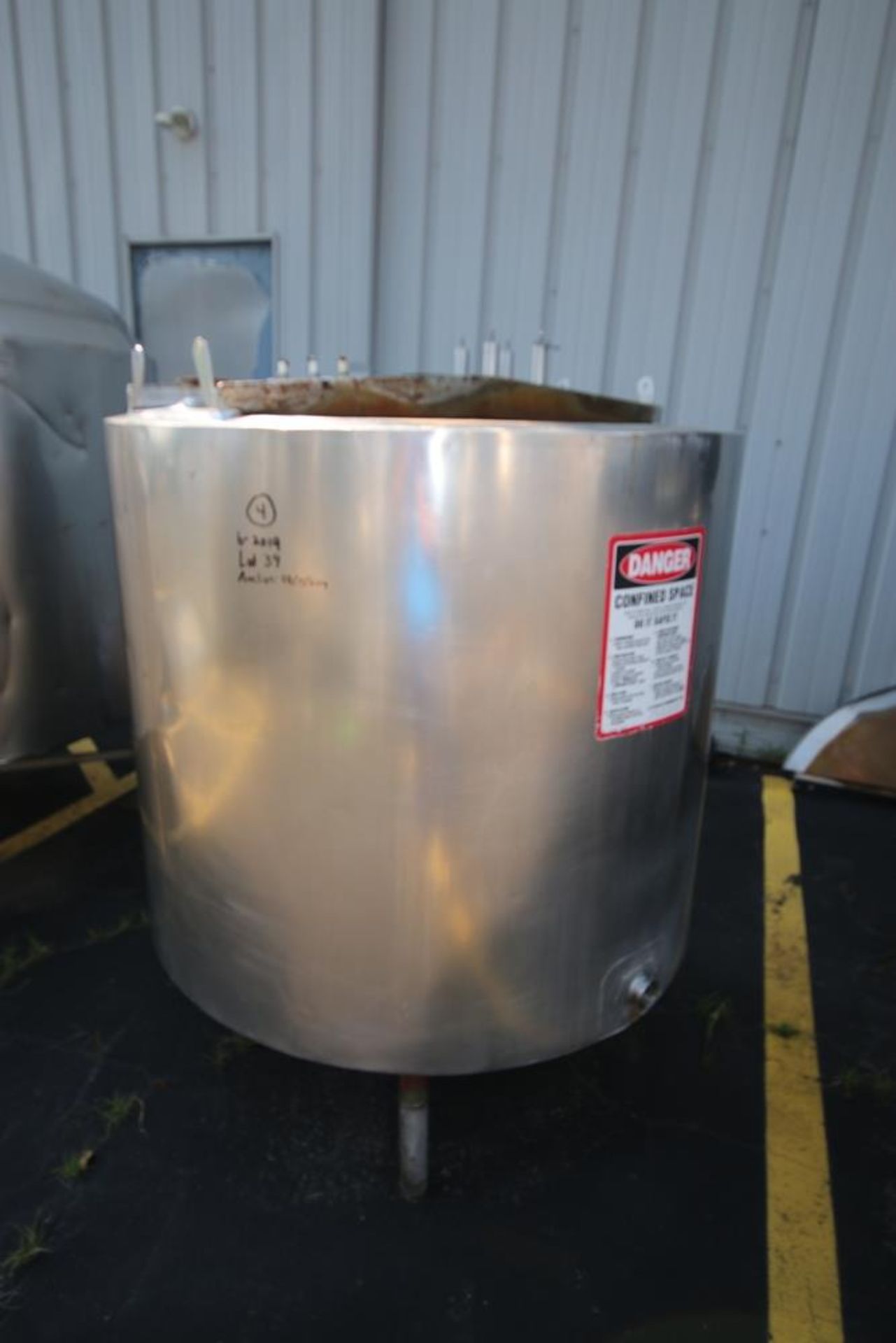 Jenson S/S 300 Gal. Jacketed Vertical Tank, S/N CRST-101-DR, with S/S Slope Bottom, Mounted on S/S