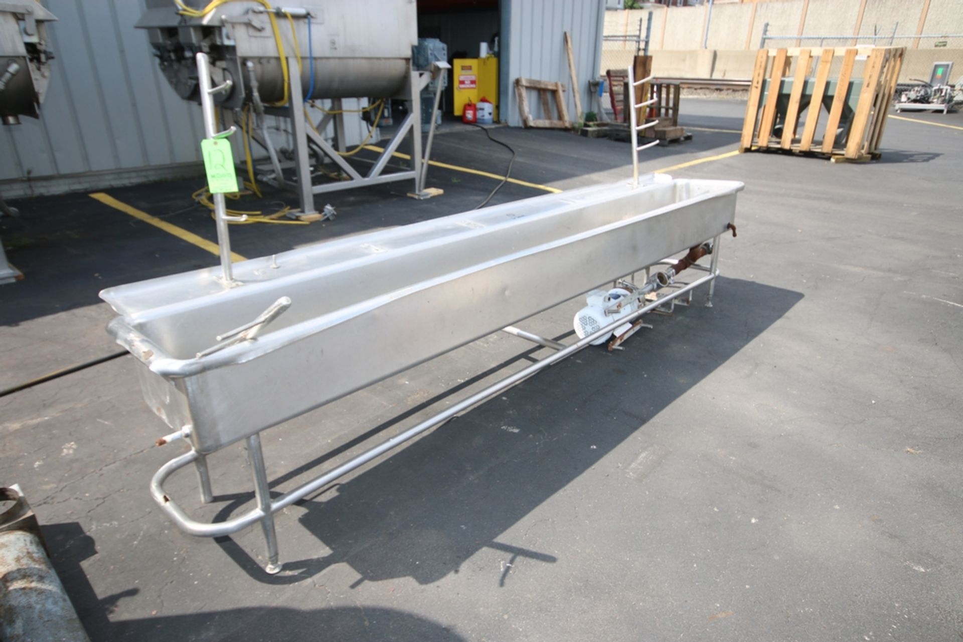 S/S COP Wash Trough, Internal Dims.: Aprox. 135" L x 16" W x 11" D, with 5 hp Centrifugal Pump, 3450