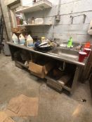 Single Bowl Sink, Total Dims: 96” L x 30” W (Contents Not Included)