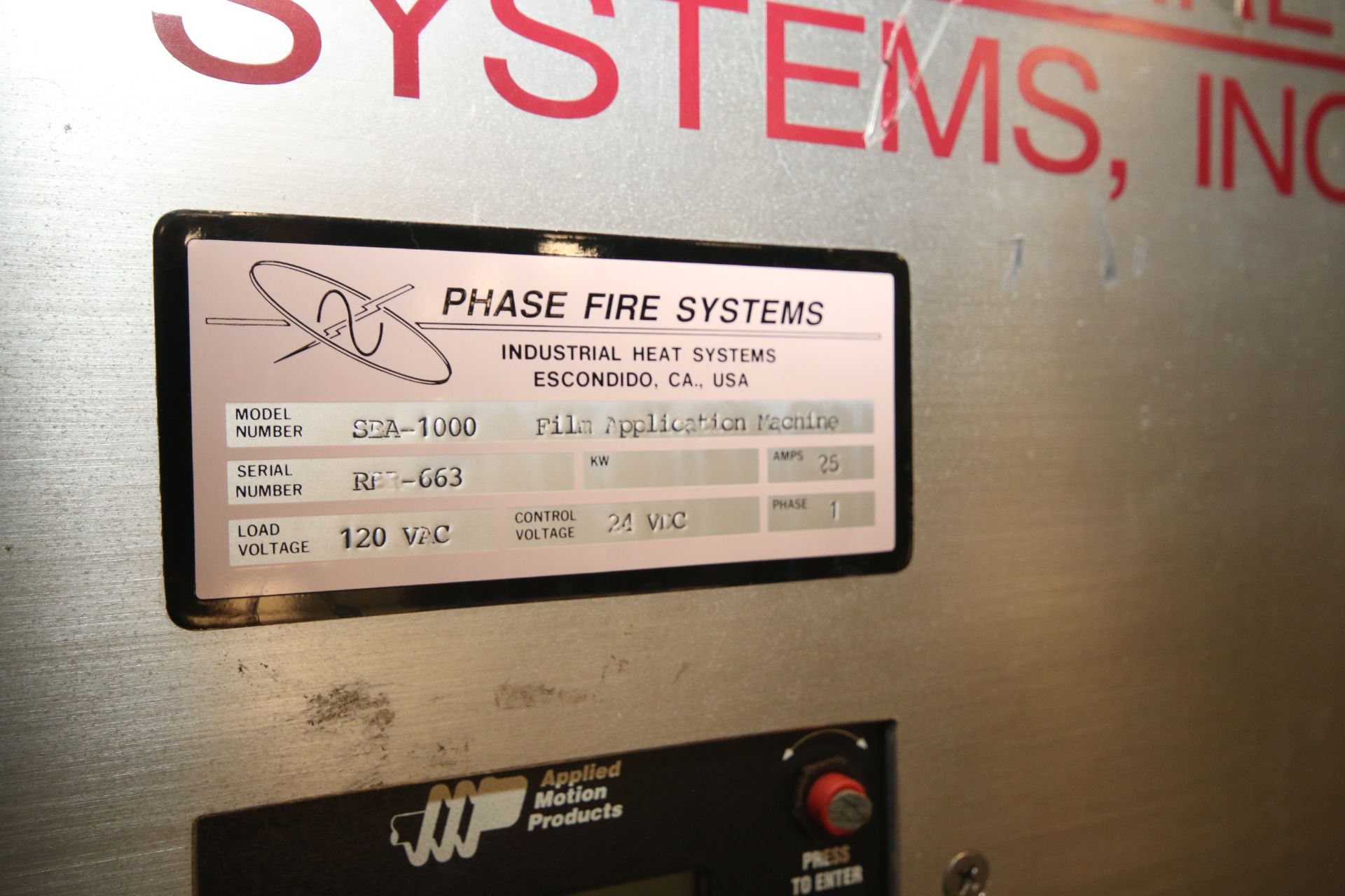 Phase Fire System S/S Film Application Machine, M/N SEA-1000, S/N RPR-663, 120 Volts (Rigging & - Image 5 of 6