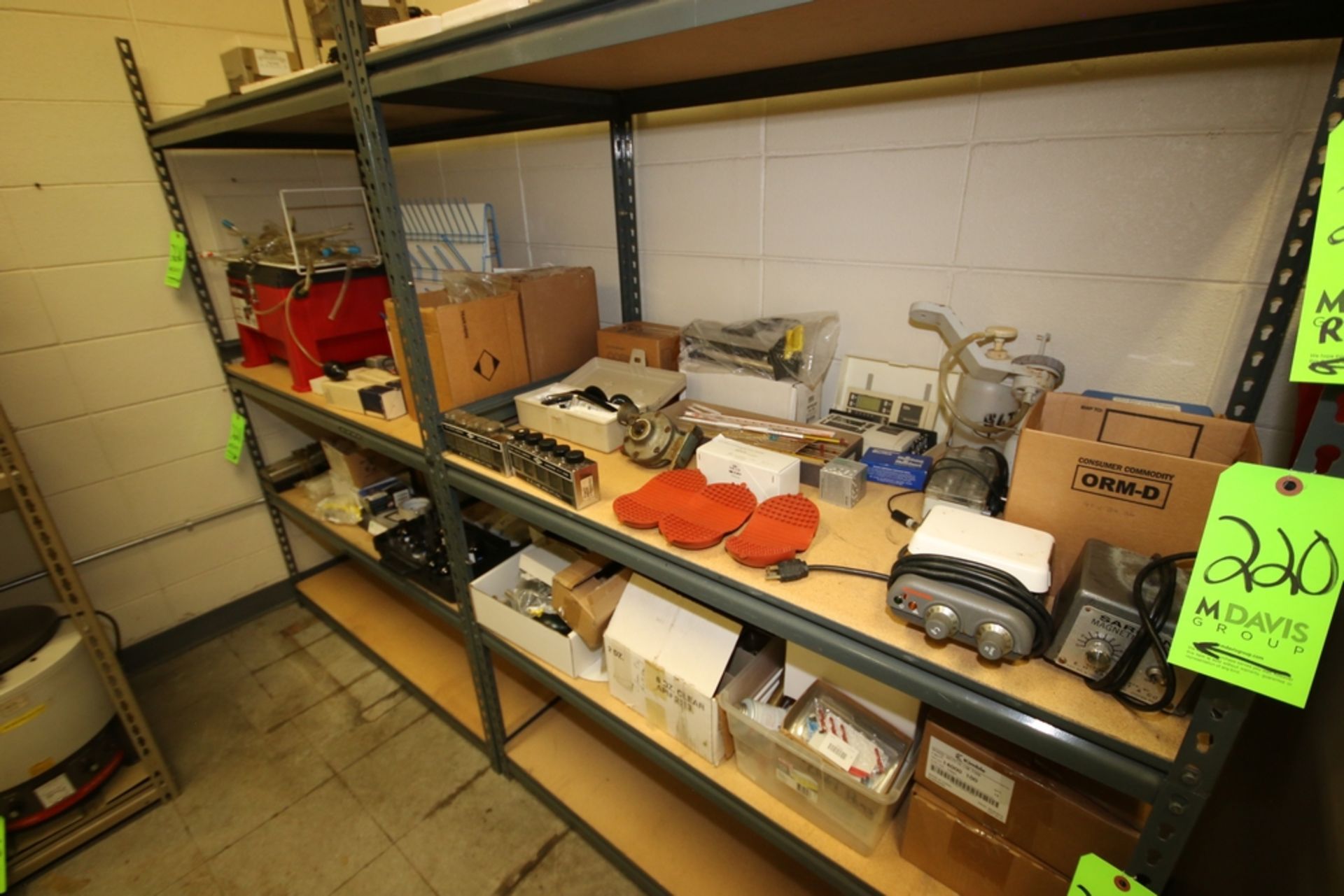 Contents of Shelf, Includes (2) Hot Plates, (3) Hot Surface Grips, Beaker Drying Racks, Time