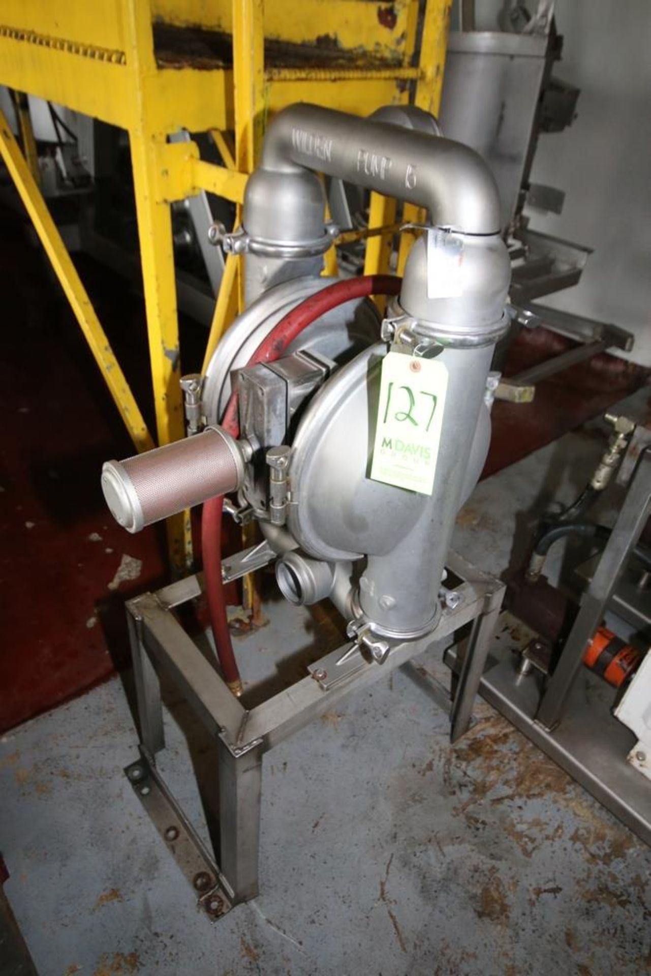 Wilden S/S Diaphragm Pump, M/N 15, with 2-1/2" Clamp Type Inlet/Outlet, Mounted on S/S Frame