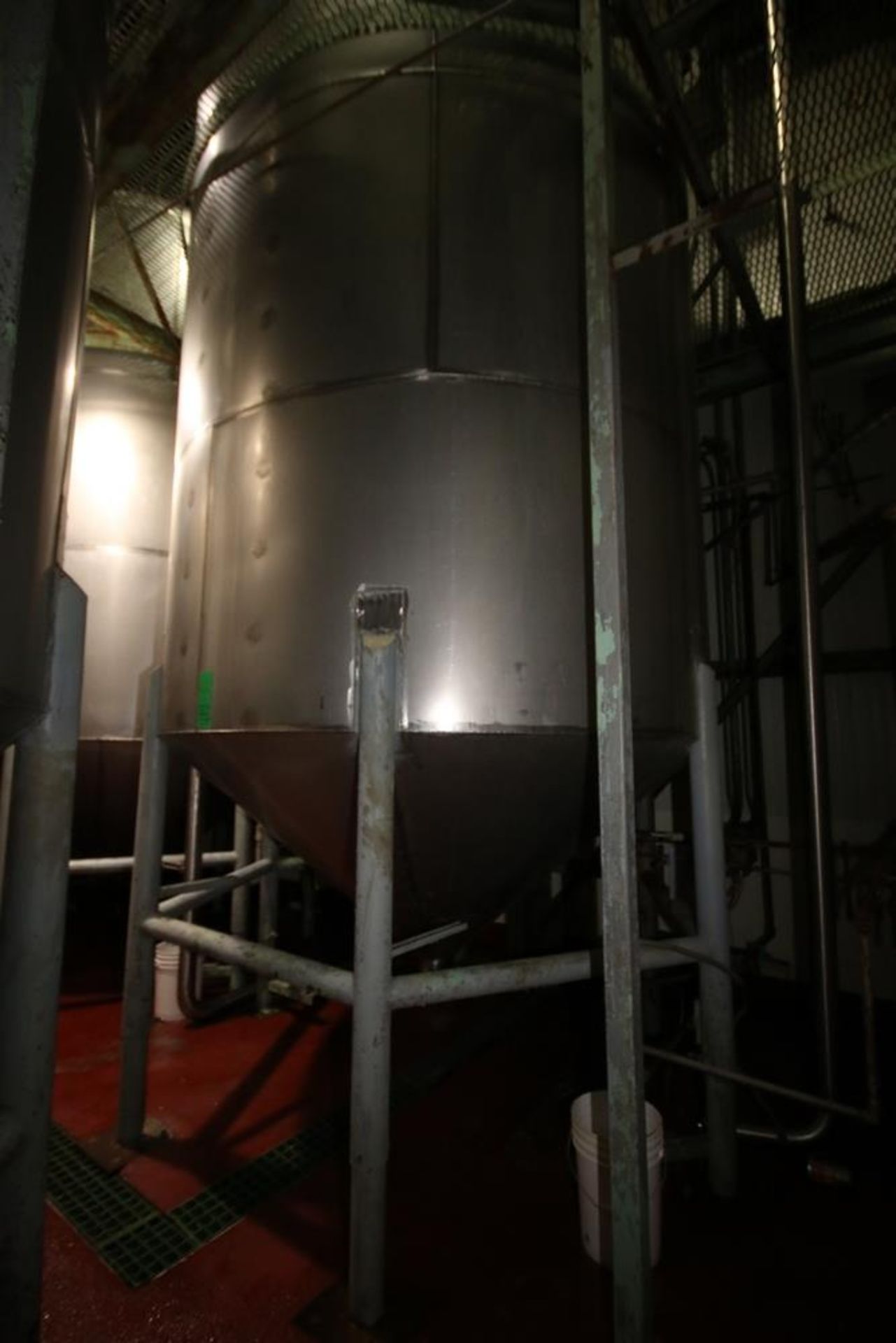 6,500 Gal. S/S Single Wall Vertical Mix Tank, Dome Top/Cone Bottom, with Dual S/S Vertical - Image 10 of 10