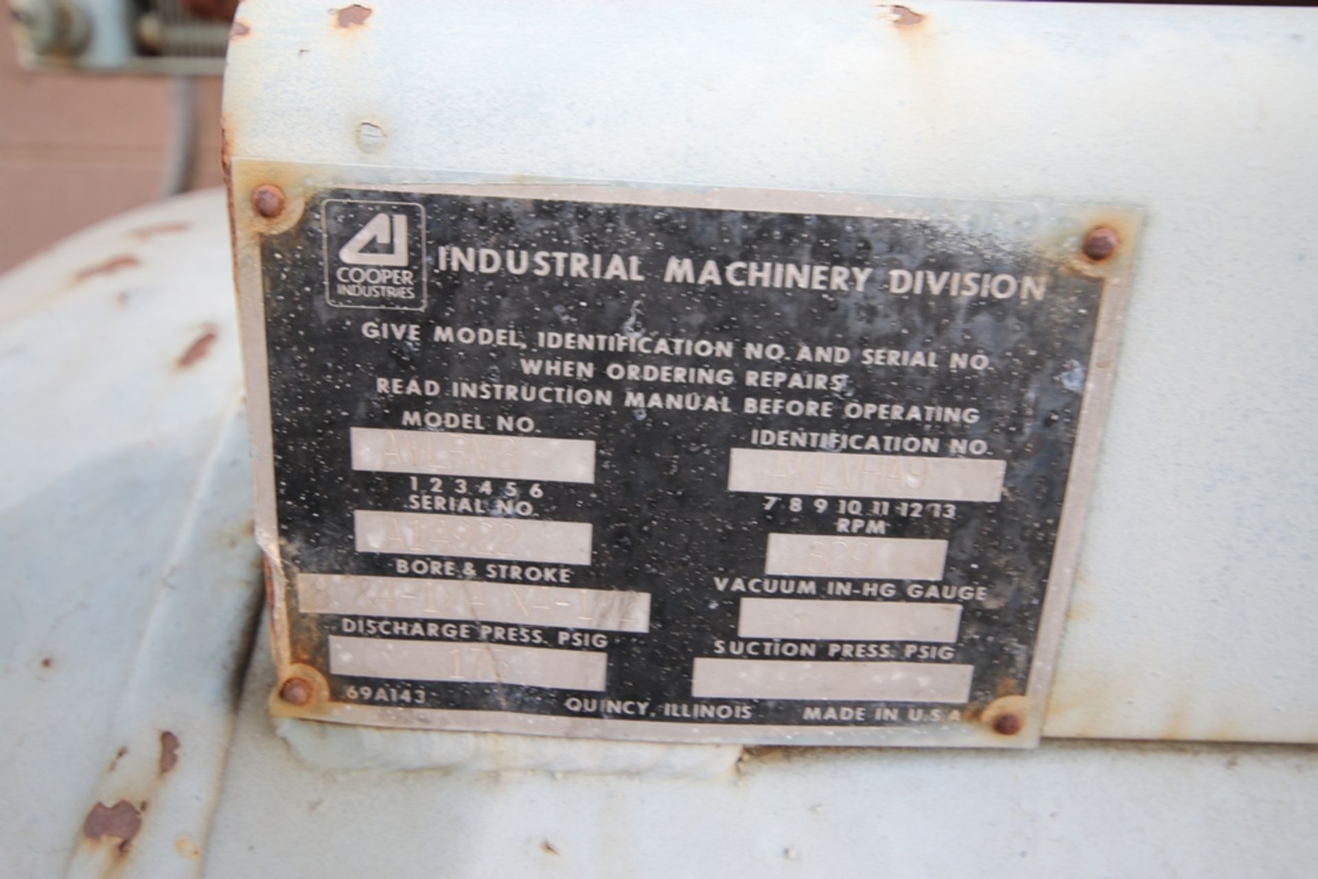 Gardner Denver 25 hp Air Compressor, M/N AVLRVB, S/N A14922, with Lincoln 1750 RPM Motor, 230/460 - Image 4 of 4