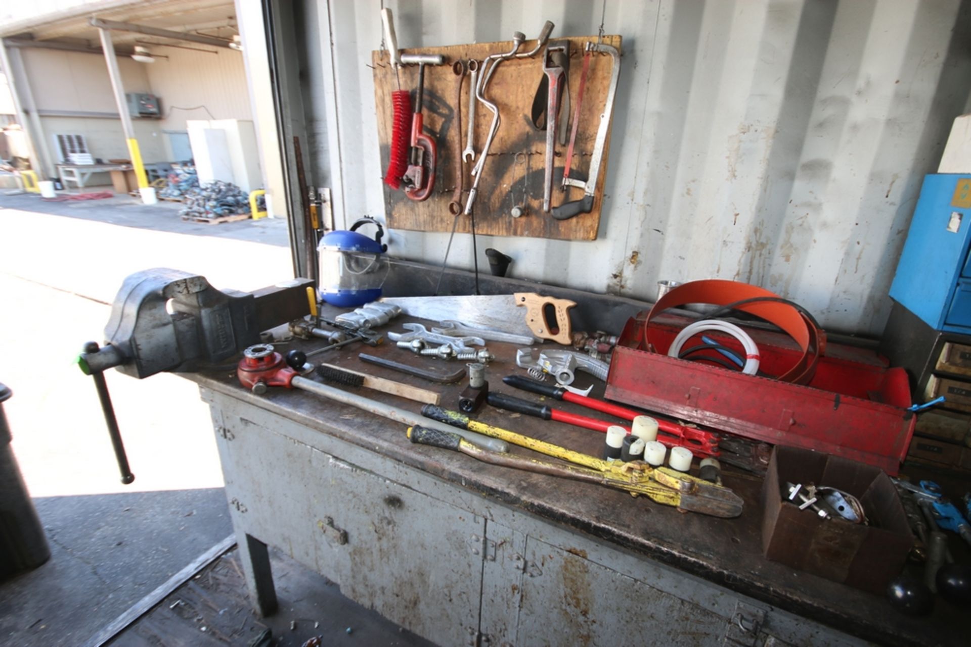Shop Table with Contents, Includes (8) "C"-Clamps, Wrenches, Pipe Threaders, Lock Cutter, Manual - Image 4 of 4