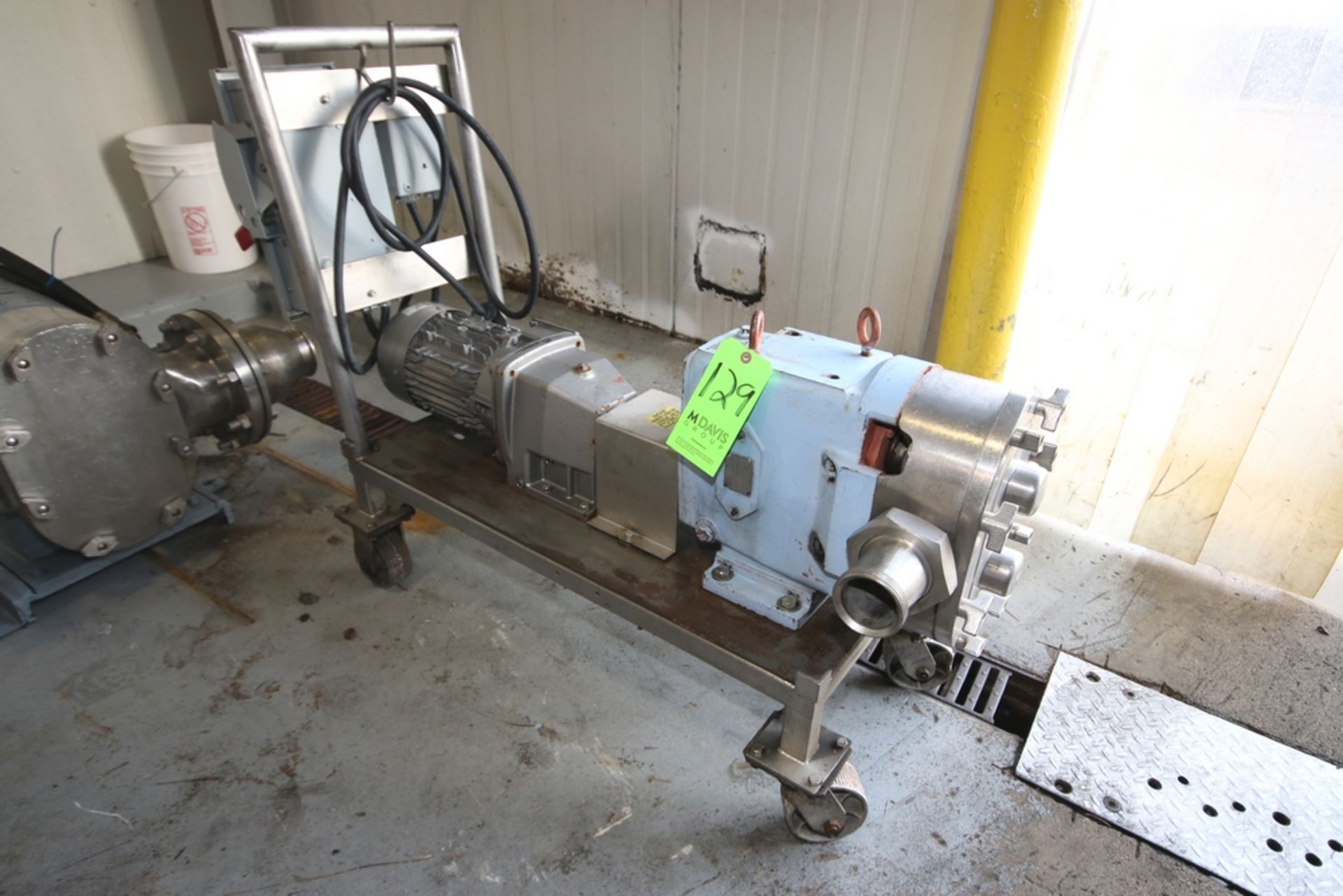 Waukesha 3 hp Positive Displacement Pump, M/N 130, S/N 84506SS, with 2" Thread Type Inlet/Outlet,