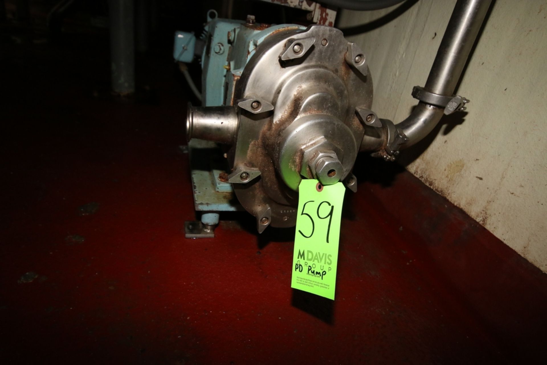 Waukesha 3 hp Positive Displacement Pump, Size 60, S/N 89593 SS, 2" S/S Clamp Type Inlet/Outlet, - Image 2 of 2
