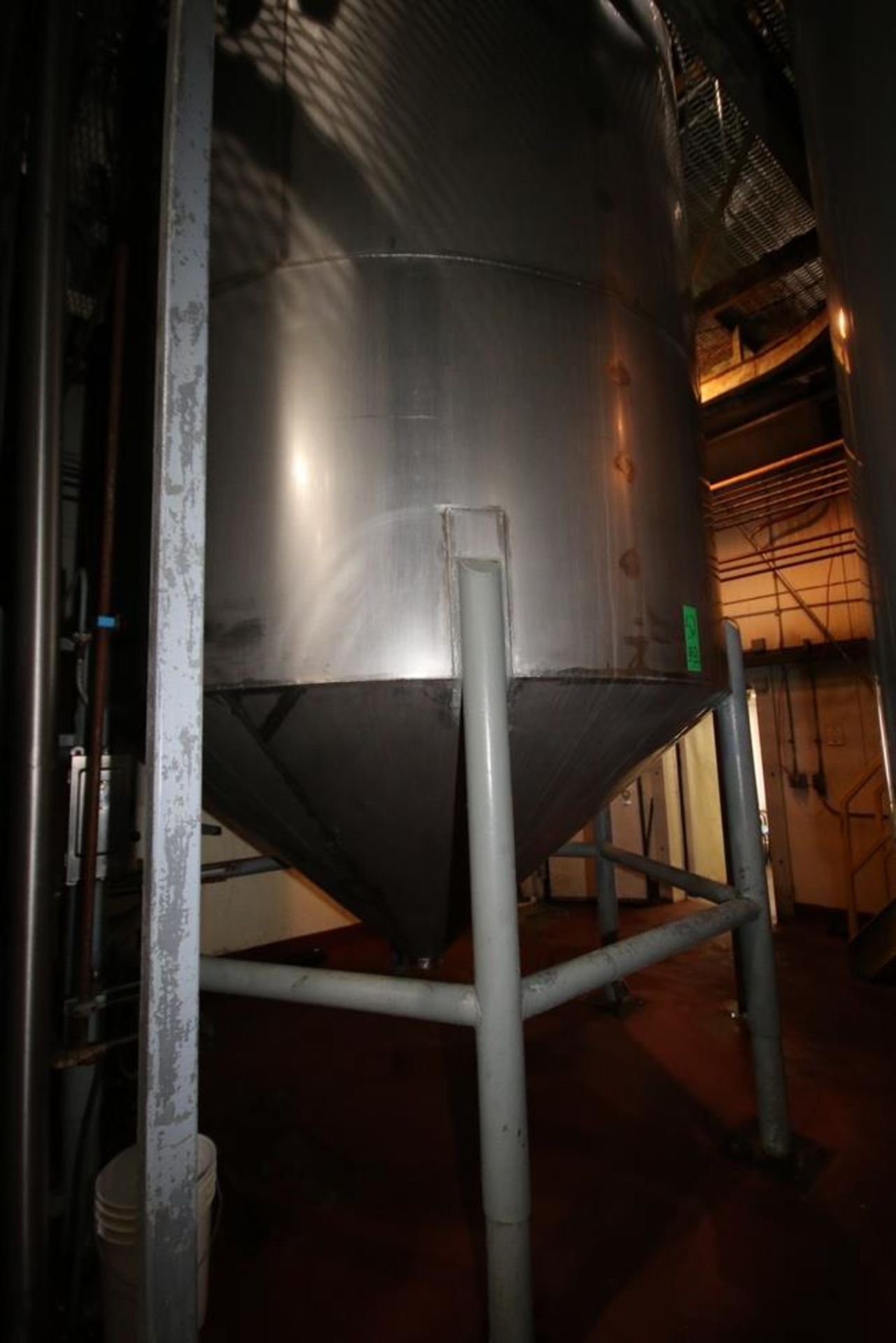 6,500 Gal. S/S Single Wall Vertical Mix Tank, Dome Top/Cone Bottom, with Dual S/S Vertical - Image 8 of 9