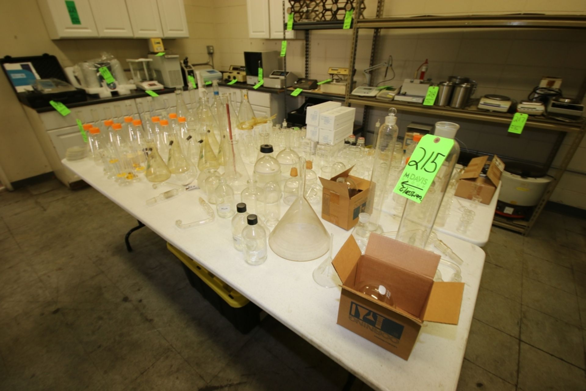 Large Assortment of Lab Glassware, Including Beakers, Chemistry Flasks, Graduated Cylinders, Test