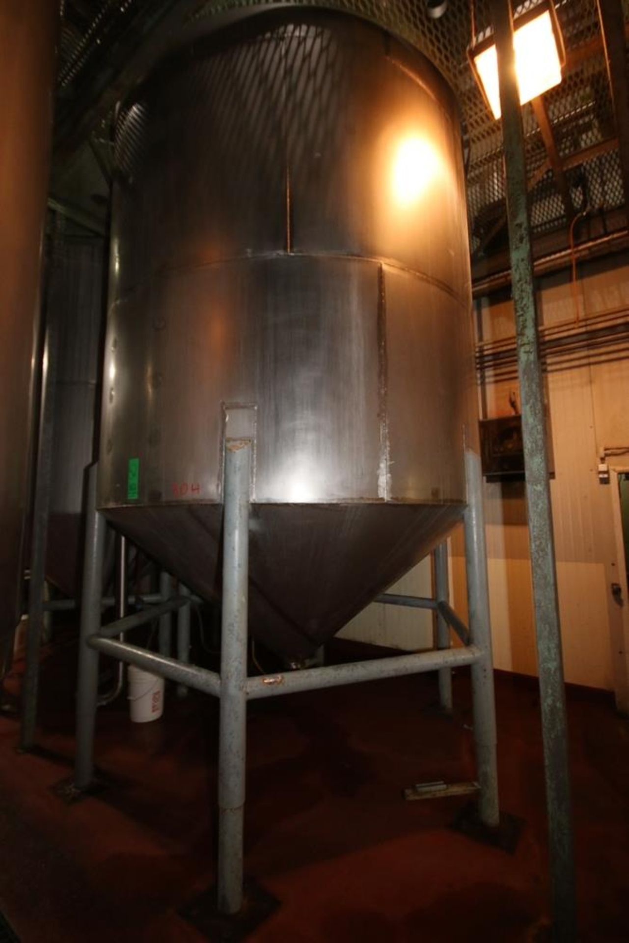 6,500 Gal. S/S Single Wall Vertical Mix Tank, Dome Top/Cone Bottom, with Dual S/S Vertical - Image 7 of 9