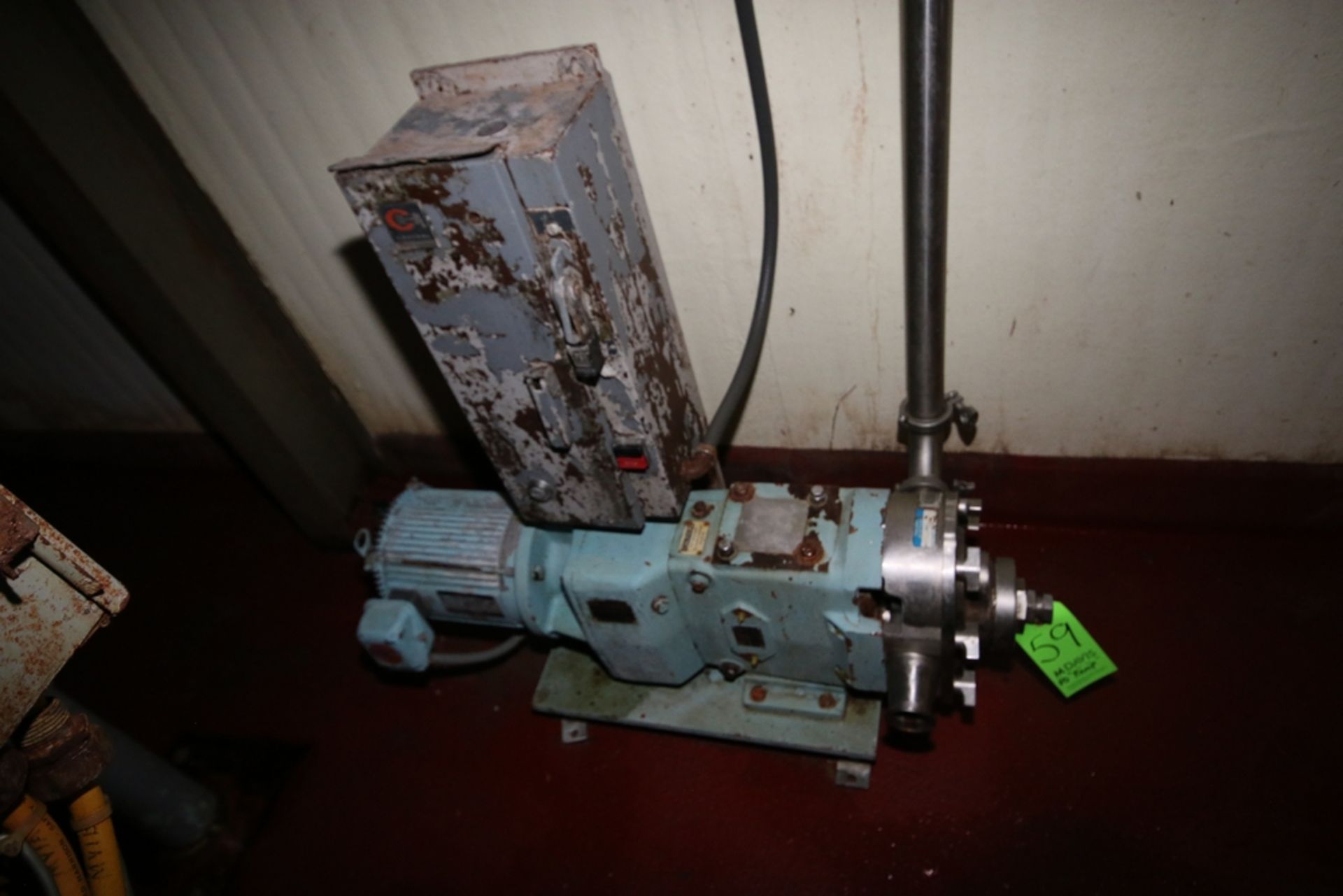 Waukesha 3 hp Positive Displacement Pump, Size 60, S/N 89593 SS, 2" S/S Clamp Type Inlet/Outlet,