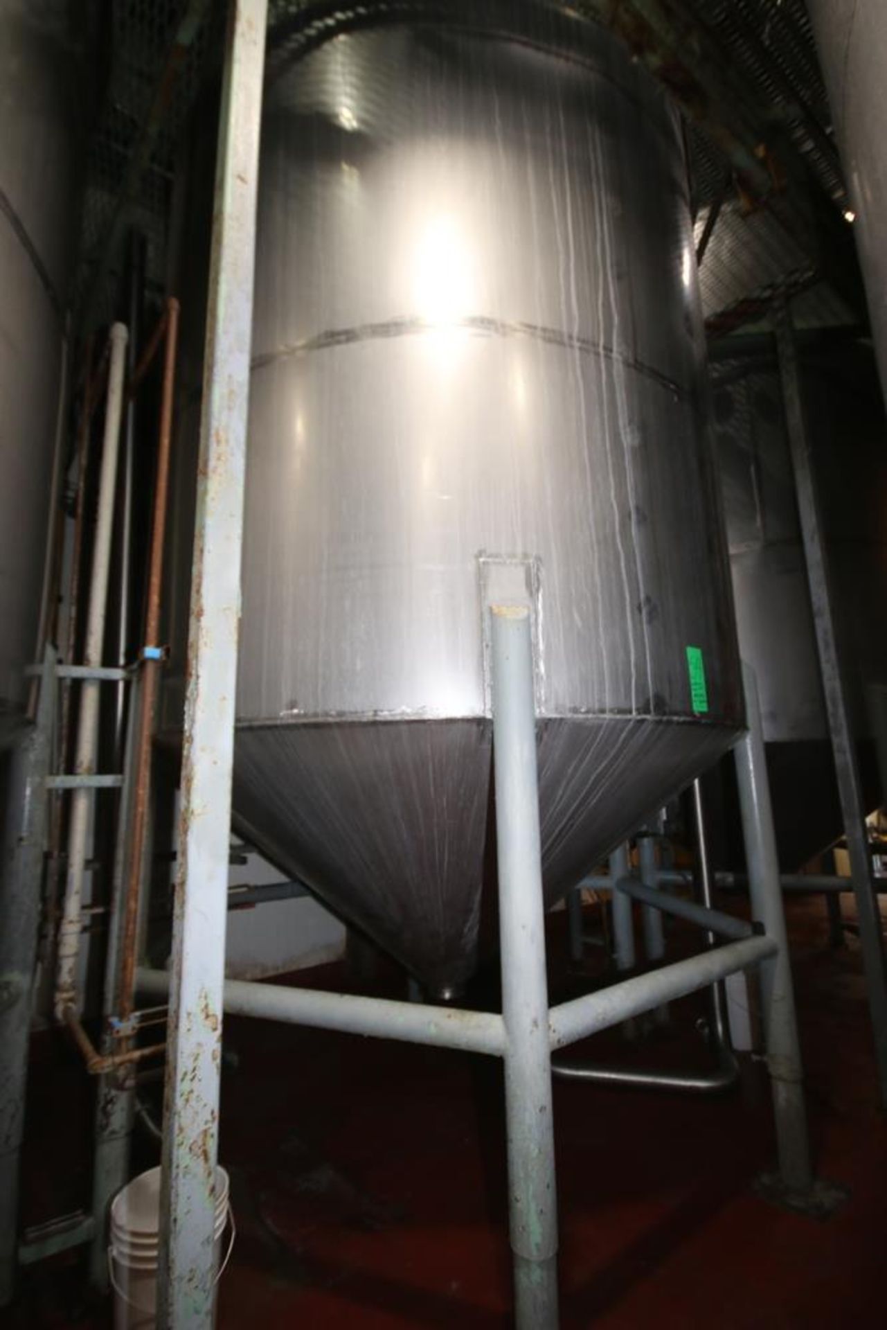 6,500 Gal. S/S Single Wall Vertical Mix Tank, Dome Top/Cone Bottom, with Dual S/S Vertical - Image 7 of 9