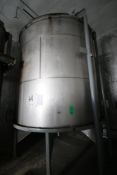 Aprox. 5,500 Gal. S/S Vertical Single Wall Mix Tank, with Dish Bottom with Butterfly Valve
