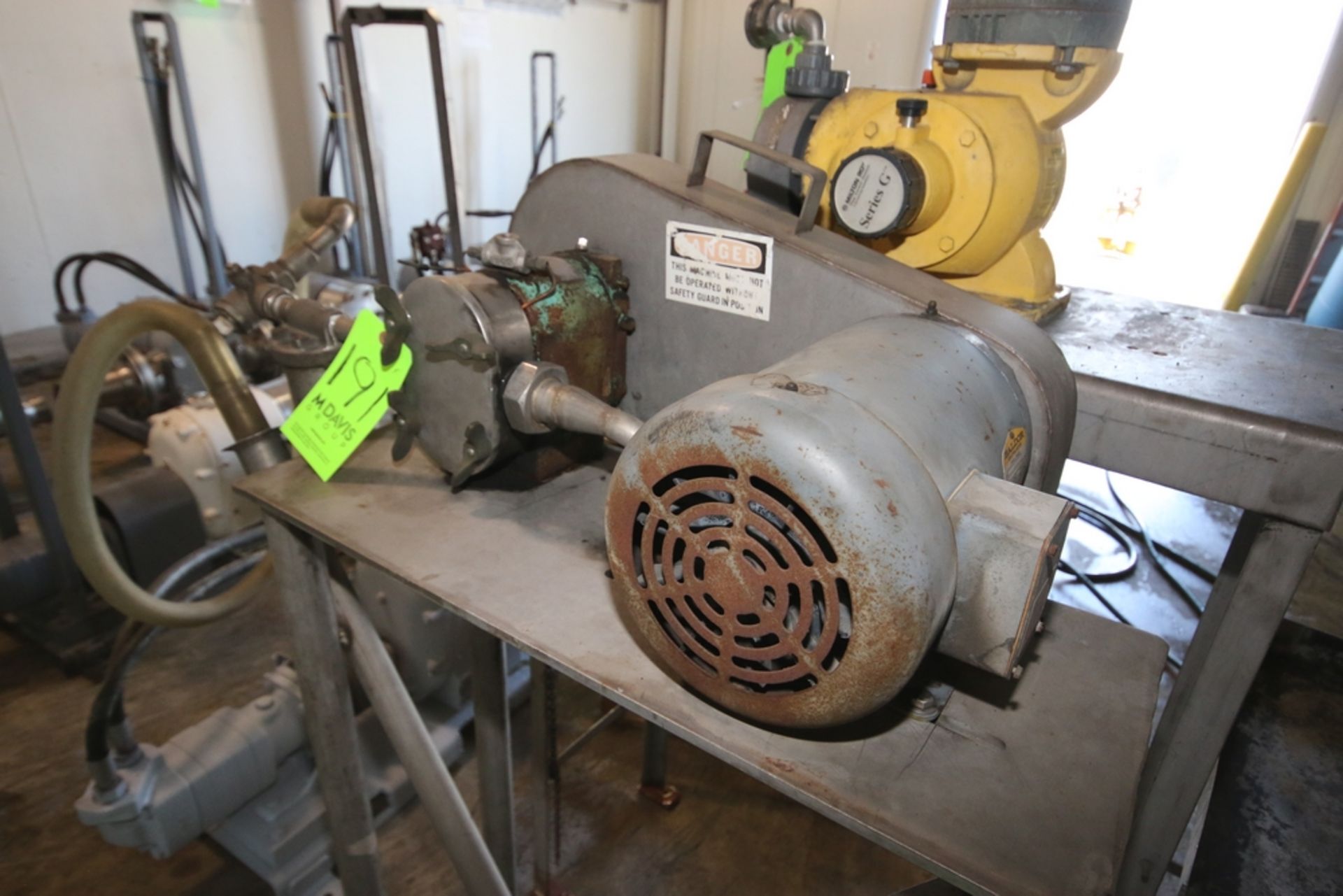 Tri-Clover 1 hp Positive Displacement Pump, M/N PR10-1-1/2-UH4-ST-S, S/N T9911J, with Baldor 1140 - Image 3 of 3