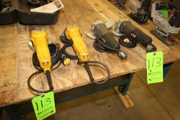 (2) Dewalt 4-1/2" Grinders, Type 2, M/N D28110, with Power Cord, and (2) Porter Cable Grinders, Type