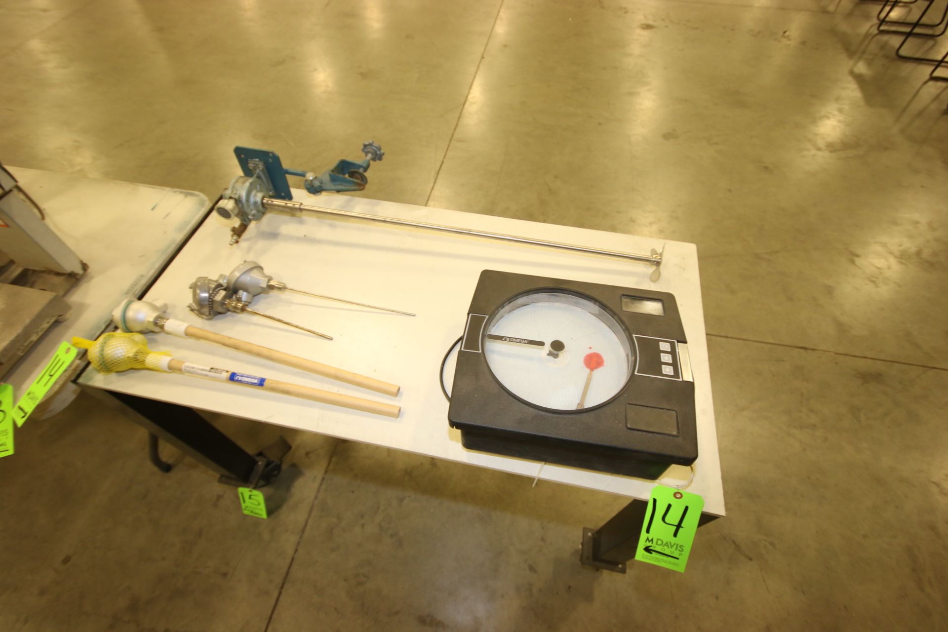 Contents of Table, Including Omega Chart Recorder, with Digital Read Out, (2) Omega Probes, (2) Pick