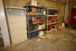 Assorted Contents of Back Room, Includes 4-Shelving Units with Contents, (2) Horizontal Filing