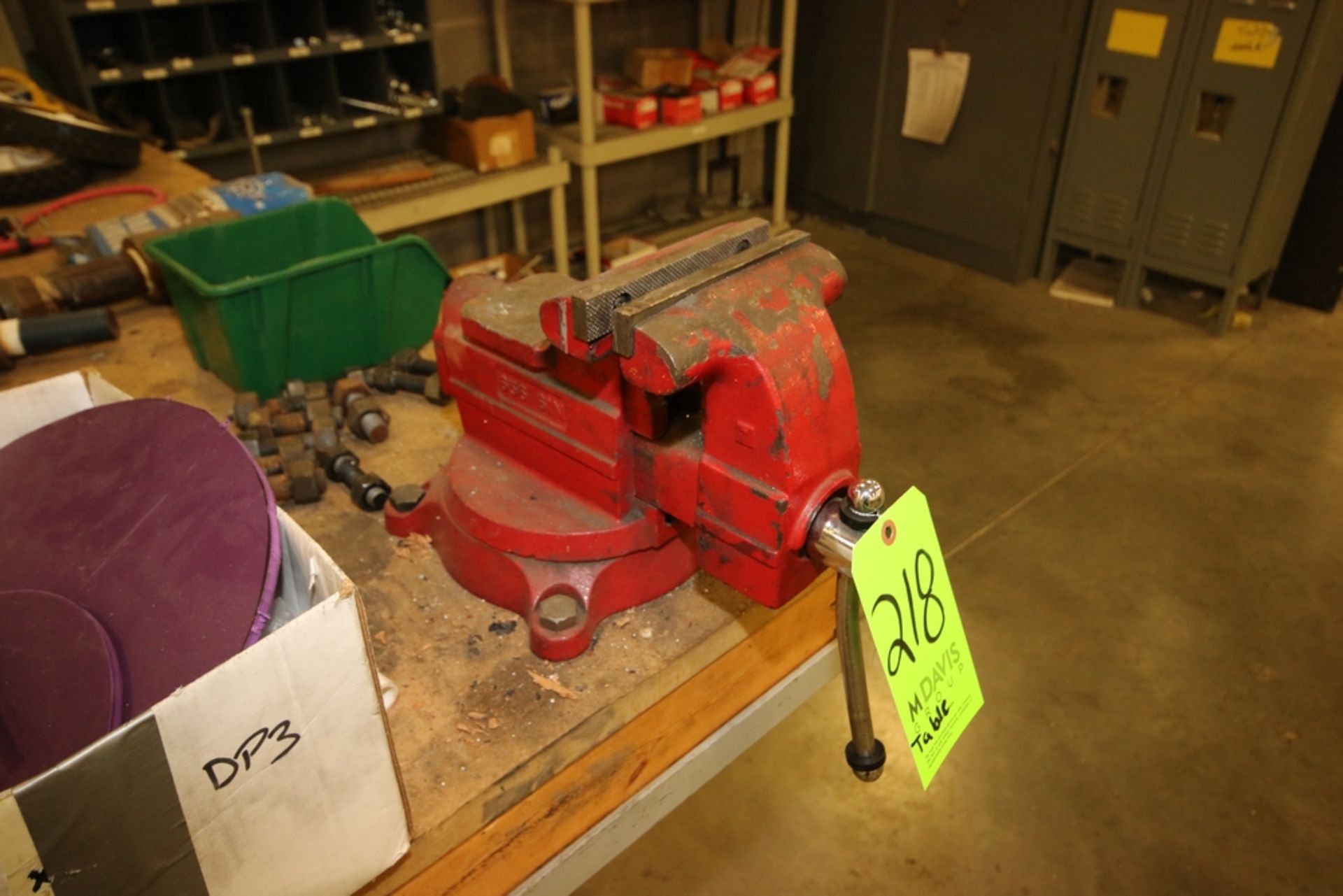 Shop Table, with Wilton Mounted Vise & Central Machinery 6" Bench Grinder, 1/2 hp Motor, Overall - Image 4 of 4