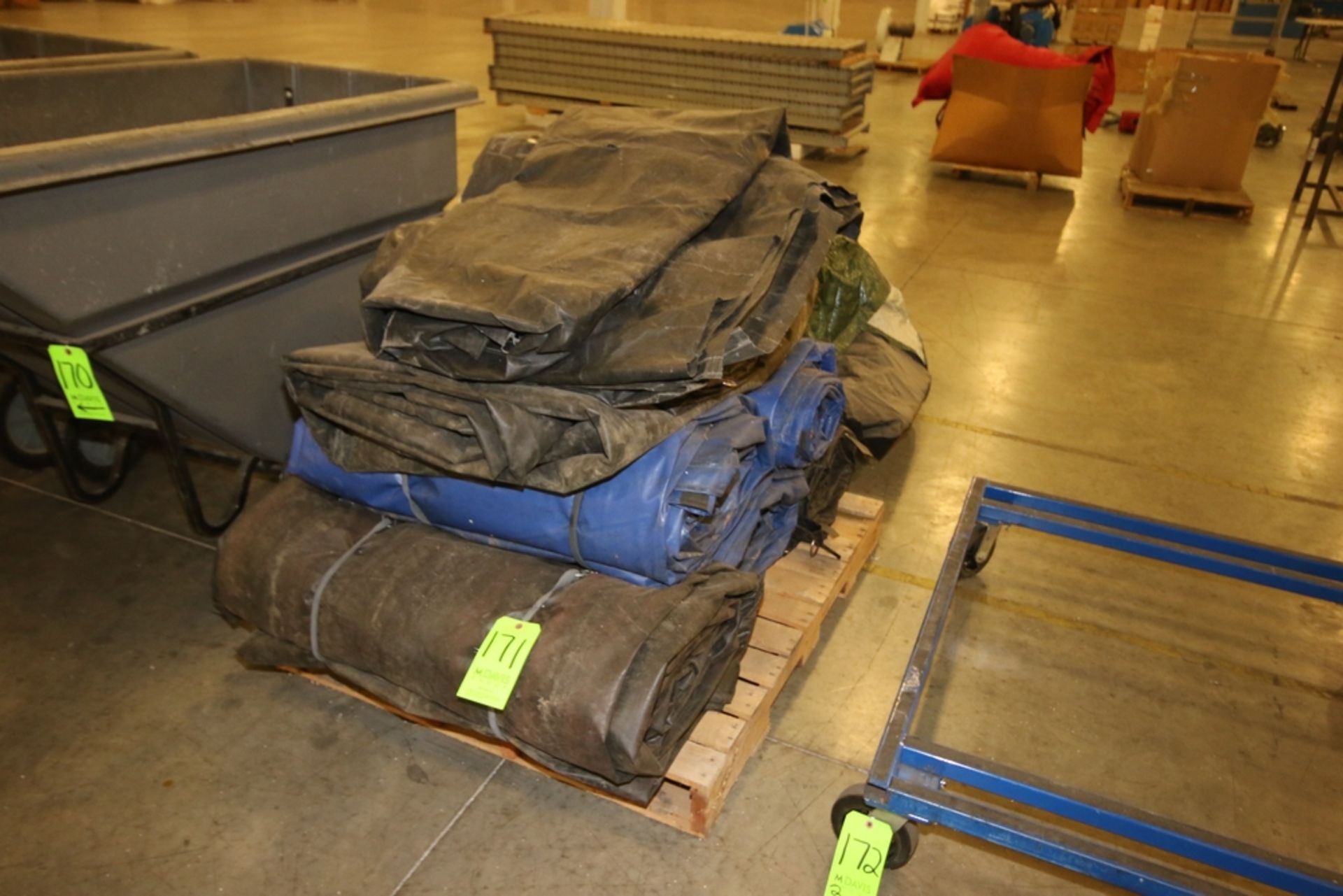 Pallet of Assorted Tarps, Aprox, (8) Tarps. Assorted Sizes