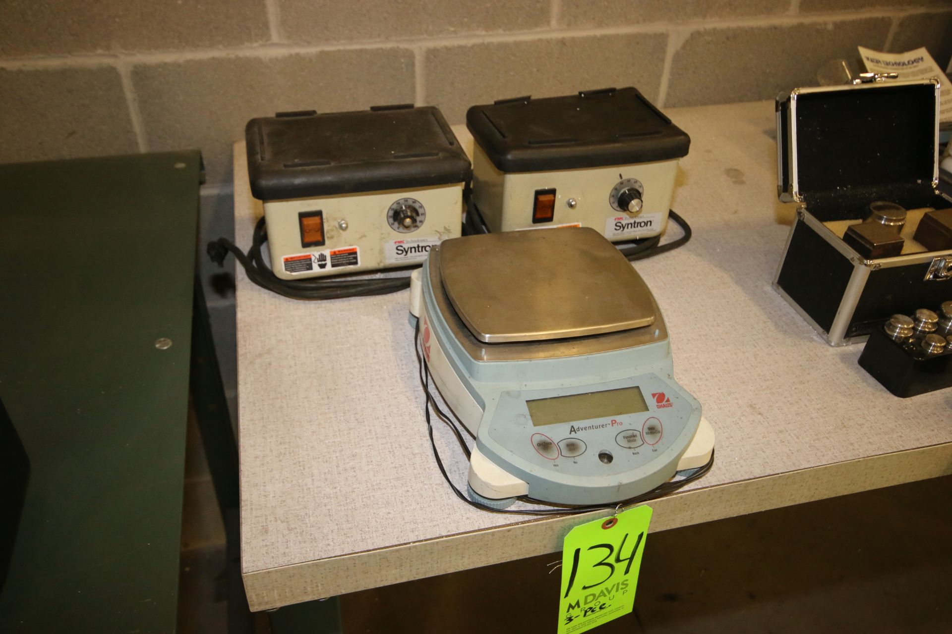 2-FMC Tech. Syntron Vibration Plates, 1-Ohaus S/S Digitial Scale, with Digital Read Out (NOTE: 3-