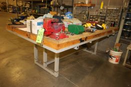 Shop Table, with Wilton Mounted Vise & Central Machinery 6" Bench Grinder, 1/2 hp Motor, Overall