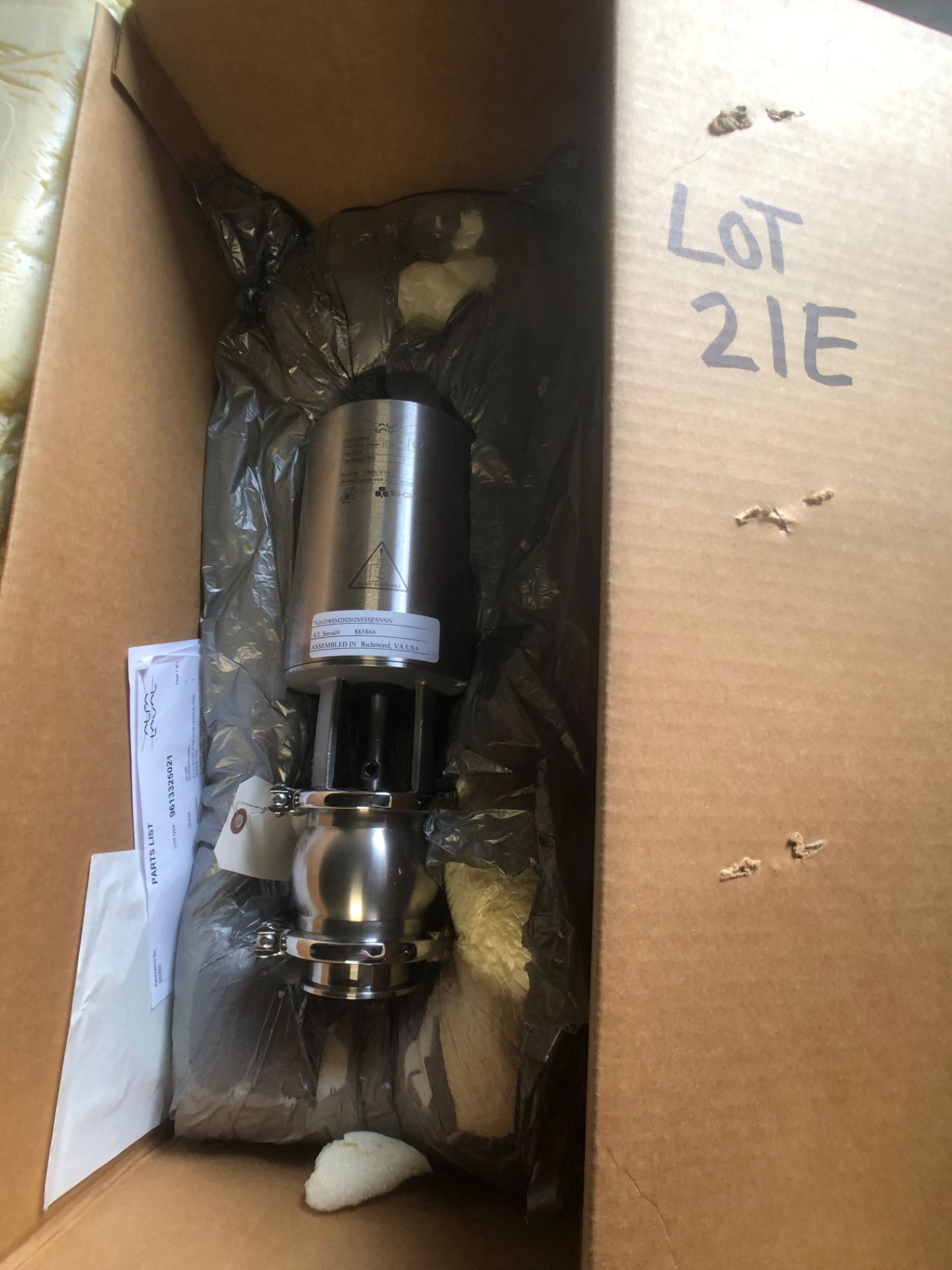 NEW 2016 Alfa Laval 7000 Type 2"Air Valve, S/N 21613019134, PN 10