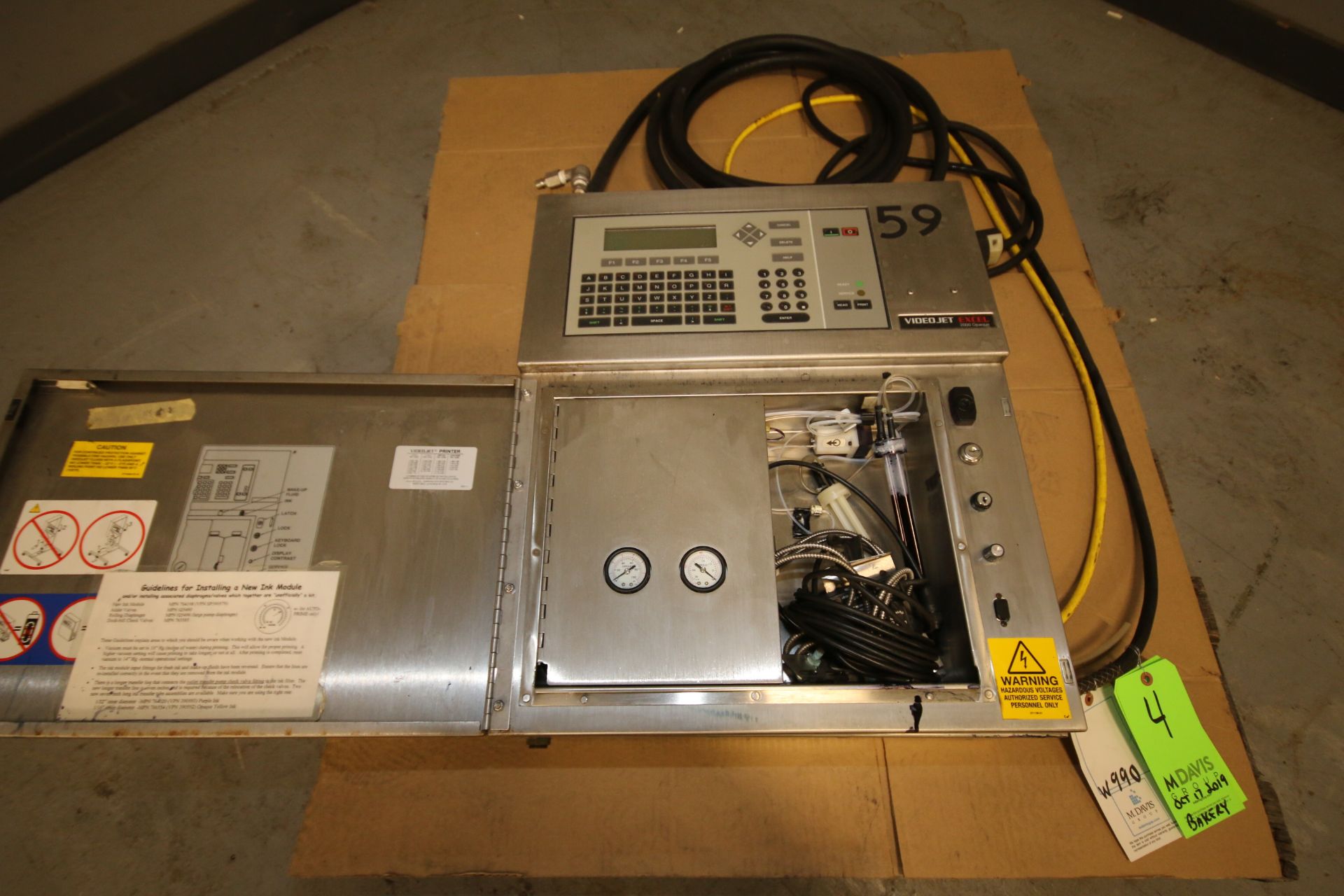 Video Jet Ink Jet Coder, Model Excel 2000 Opaque, SN 020150022WD (Located Pittsburgh, PA) (Load - Image 3 of 4