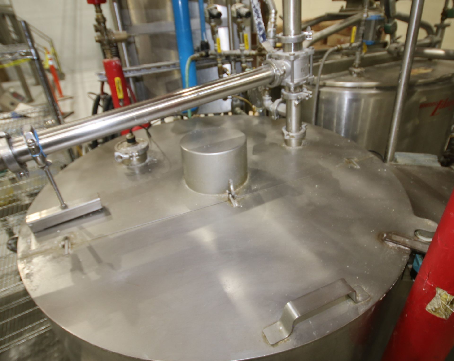 Aprox. 170 Gal. Hinged Lid Jacketed S/S Kettle, 39" H x 36" W, with Scrape Surface Agitator, - Image 5 of 10