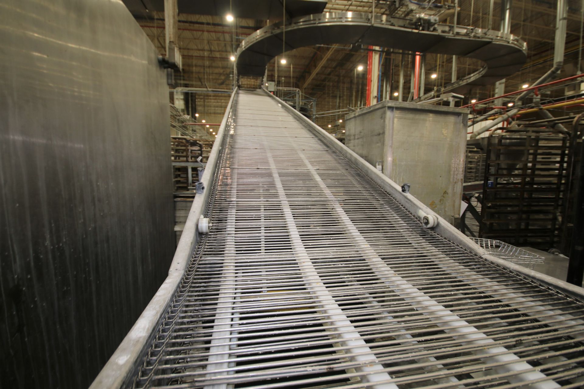 Aprox. 40 ft L x 36" W Inclined S/S Conveyor System, with S/S Belt & 1/2 hp Drive Motor, Bottom S/ - Image 2 of 3