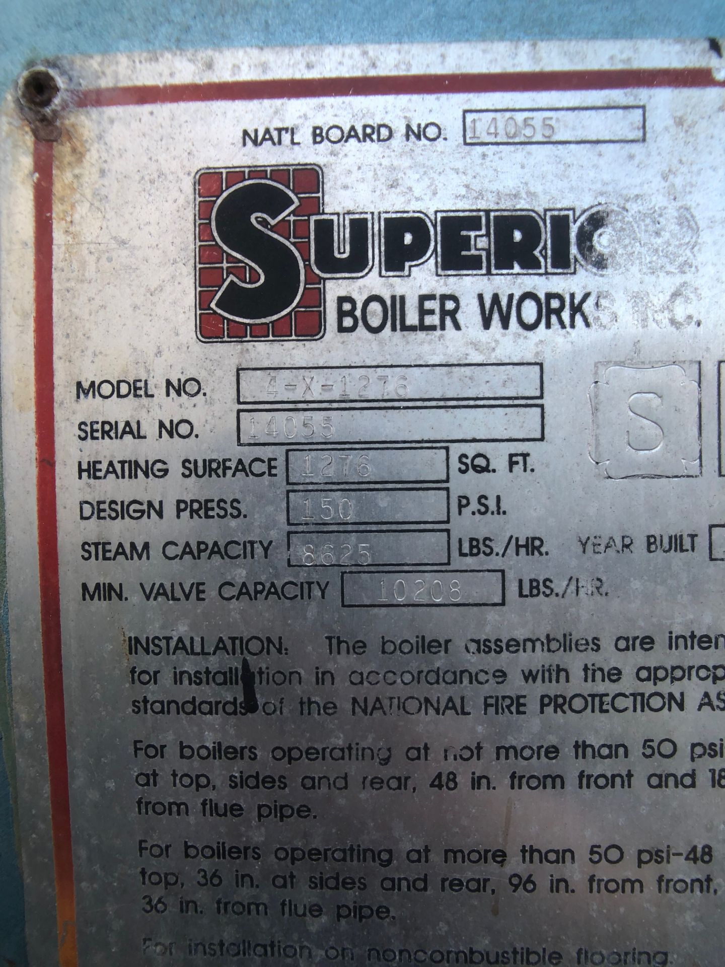 Superior Horizontal Boiler, Model 4-X-1276, SN 14055, 150 psi (needs retubing) (Located in Yorba - Image 6 of 8