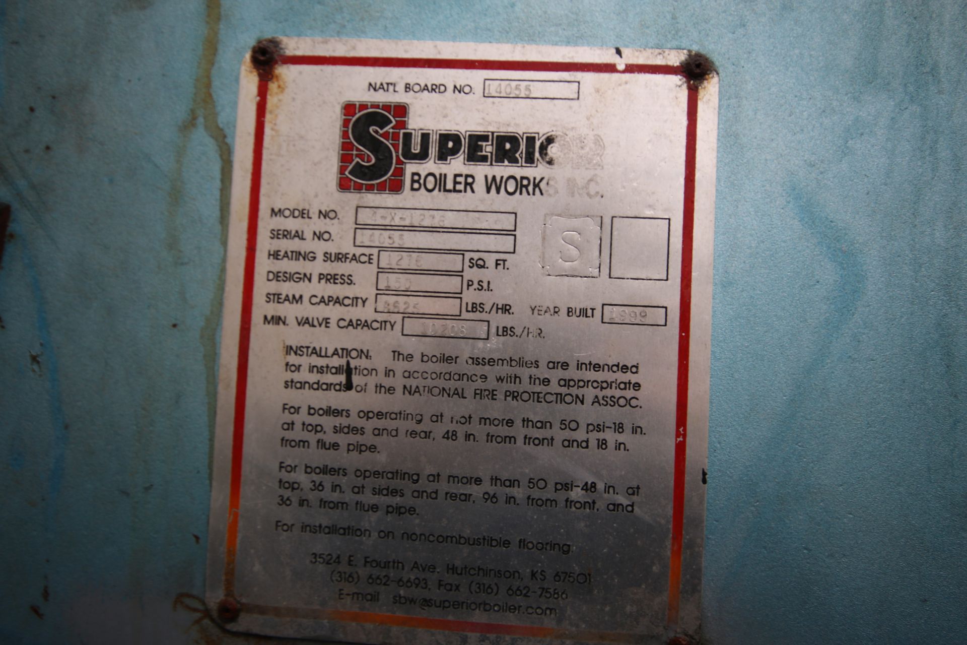 Superior Horizontal Boiler, Model 4-X-1276, SN 14055, 150 psi (needs retubing) (Located in Yorba - Image 4 of 8