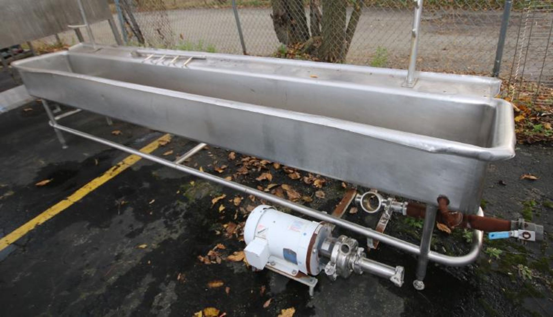 Aprox. 11 ft 5" L x 16" W x 11" D S/S Wash Trough, with CB 5 hp Centrifugal Pump (Located