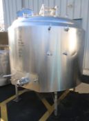 Crepaco 600 Gal. Dome Top Insulated S/S Tank, Model WPDA, SN 500-76-3708, with Bottom Sweep