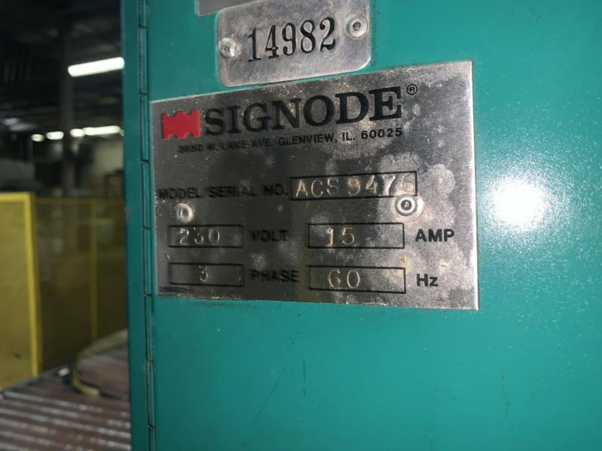 Signoid Automatic Stretch Wrapper with 10 ft infeed and about 15 ft outfeed roller conveyor, - Image 3 of 4