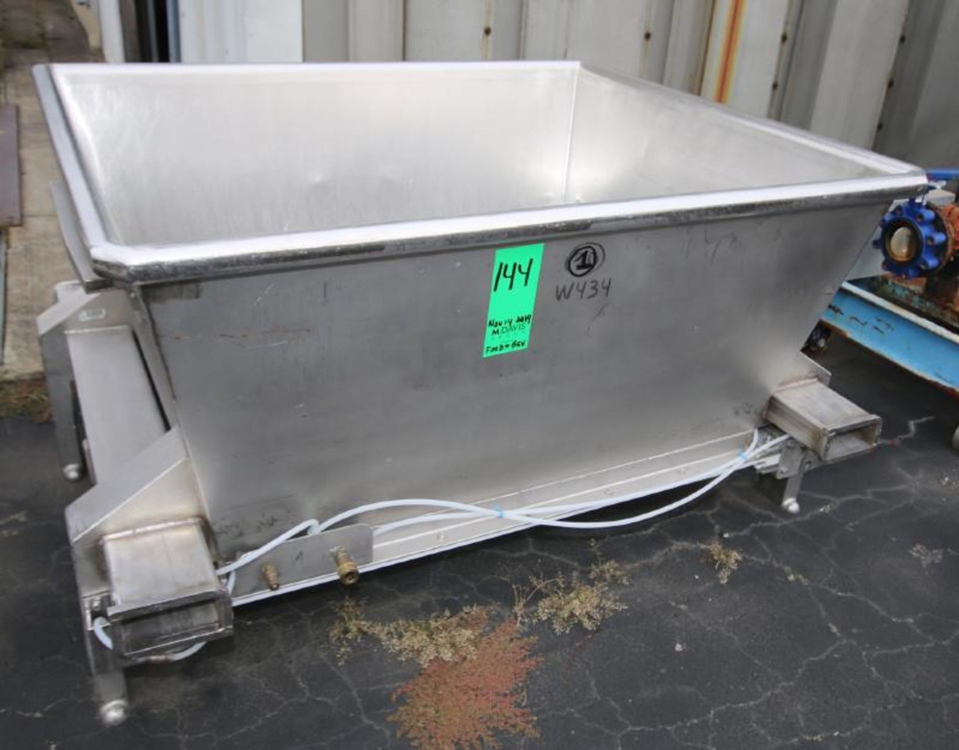 Aprox. 55" W x 48" L x 29" D S/S Trough / Hopper with Pneumatic Bottom (Located Pittsburgh, PA) - Image 3 of 3