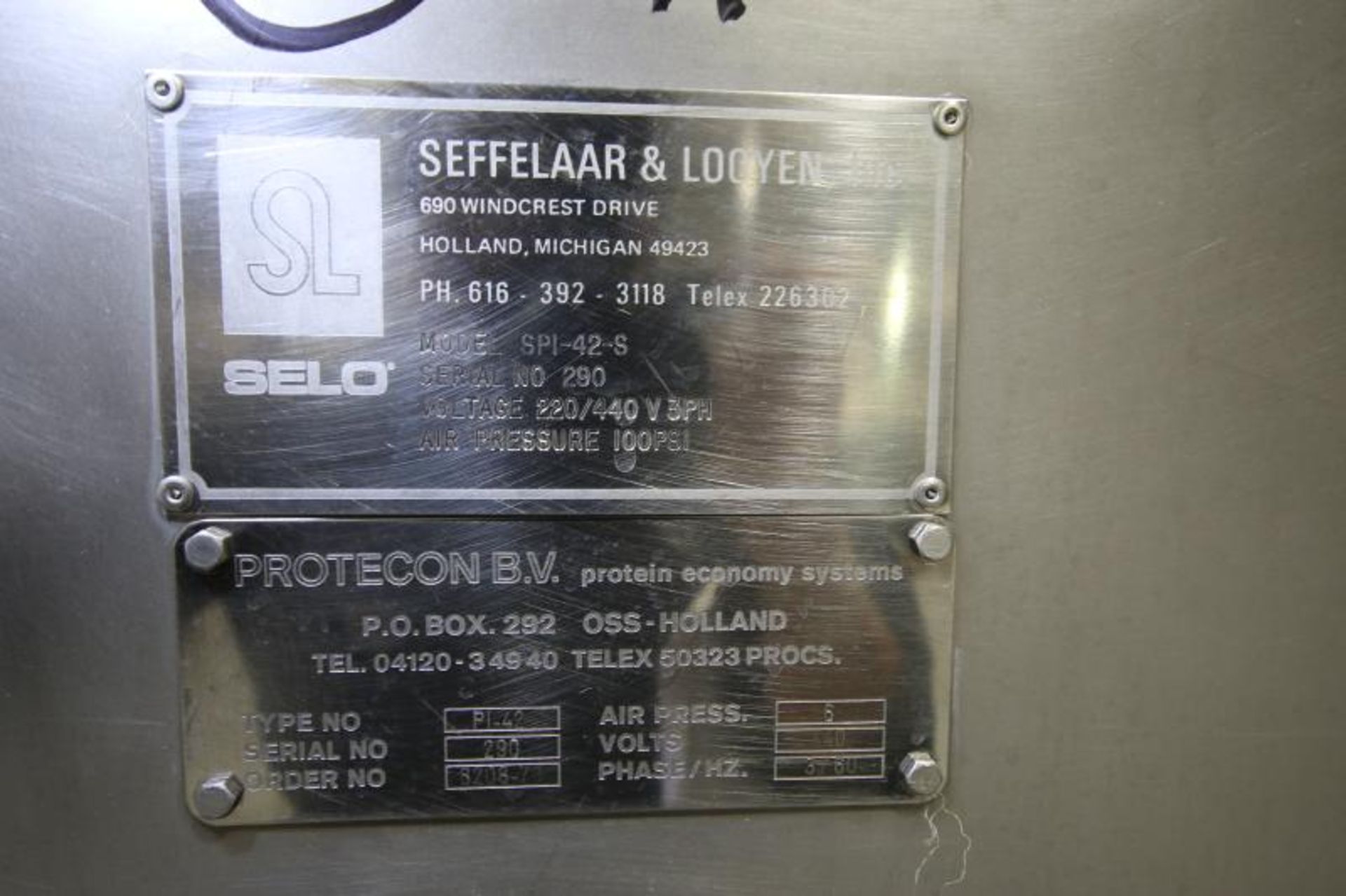 SEFFEAAR & LOOYEN Inc. (Selo) / Protecon 22" W S/S Meat Injector, Model SPI-42-S, Type PI-42, S/N - Image 9 of 9