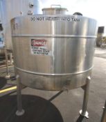 Aprox. 1,000 Gal. Dome Top, Cone Bottom S/S Mix Tank, Single Wall, with Side Mount 3 Prop