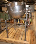Burkhard Aprox. 70 Gal. S/S Jacketed Tilting Kettle, SN 9466 56N T75, with Pneumatic Tilt, Mounted