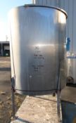 Aprox. 500 Gal. Hinged Lid Single Wall S/S CIP Tank, Sloped Bottom, 2" & 2.5" Connections, Steel