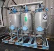 Rain for Rent - 3 Tank Skid Mounted Water Filter System, with (3) 38" H x 24" W S/S Tanks, Mounted