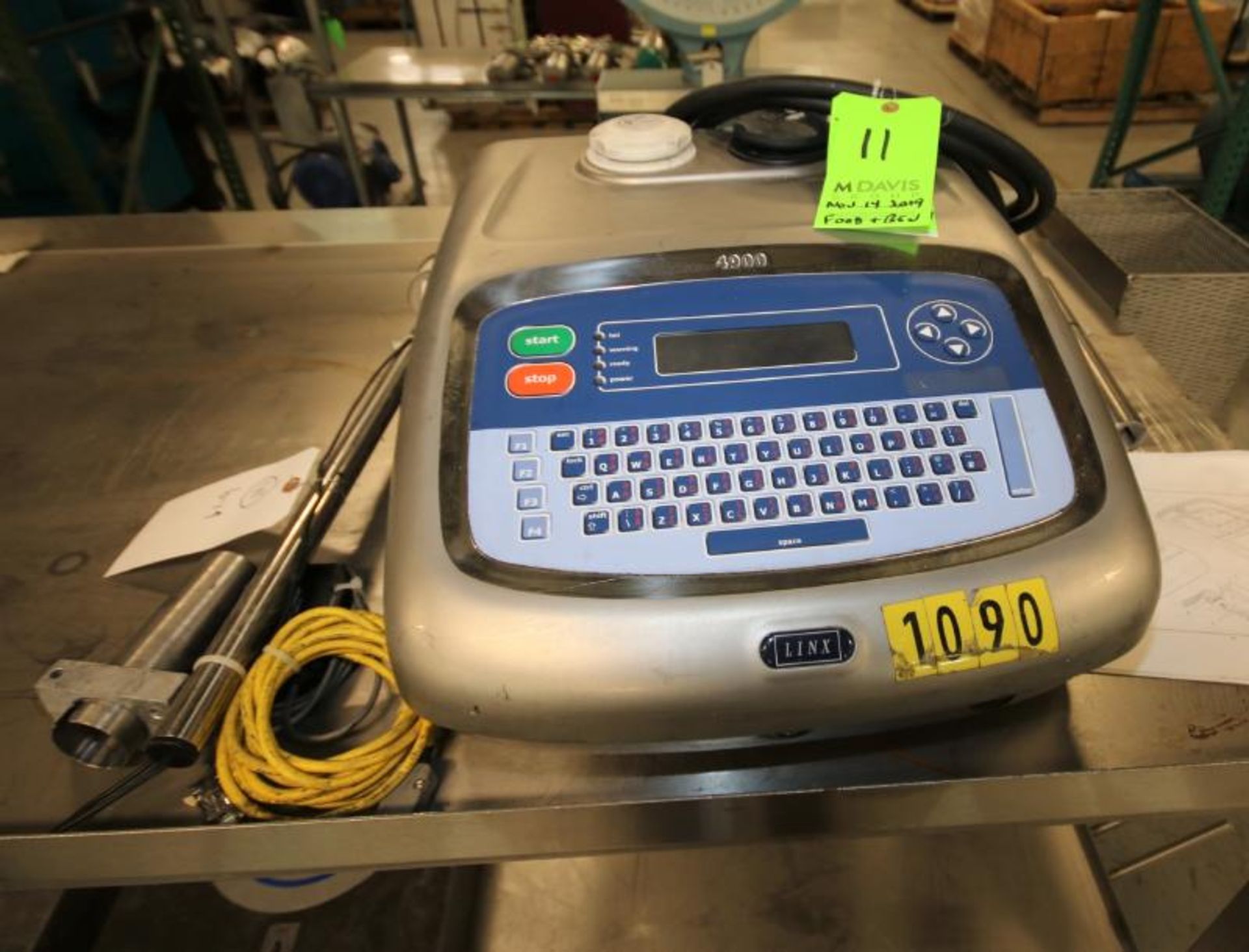 Linx Ink Jet Coder, M/N 4900, S/N BZ160, with Single Ink Head (Rigging, Loading & Site Management