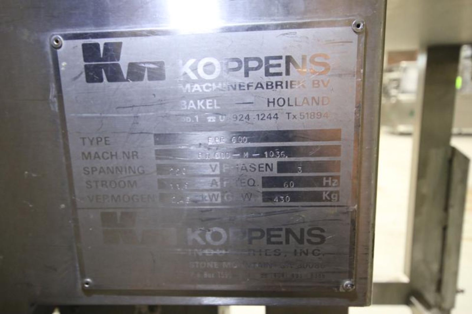 Koppens Batter/Breader, Type EPR600, Machine #PR600-M-1036, 220 V, 3 Phase, Variable Speed Drive, - Image 10 of 10