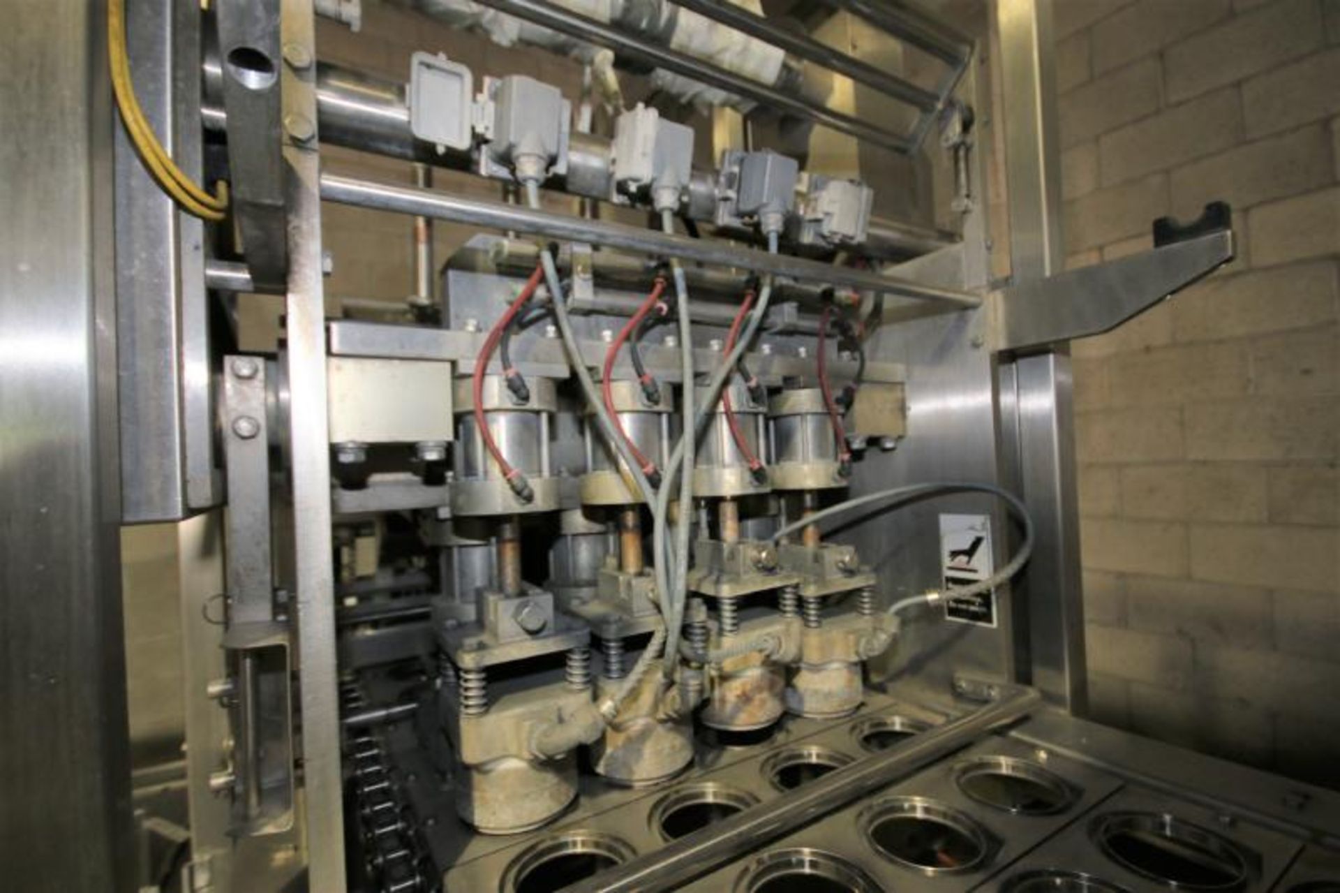 Modern Packaging 4-Wide Cup Filler, SN MP637, with Yogurt & Milk Nozzles, ~12- CPM, Run Speed is - Image 6 of 16